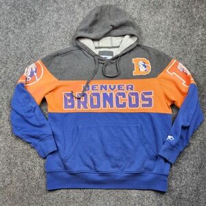 Denver Broncos Hoodie Sweatshirt Mens Large Throwback NFL Football Starter